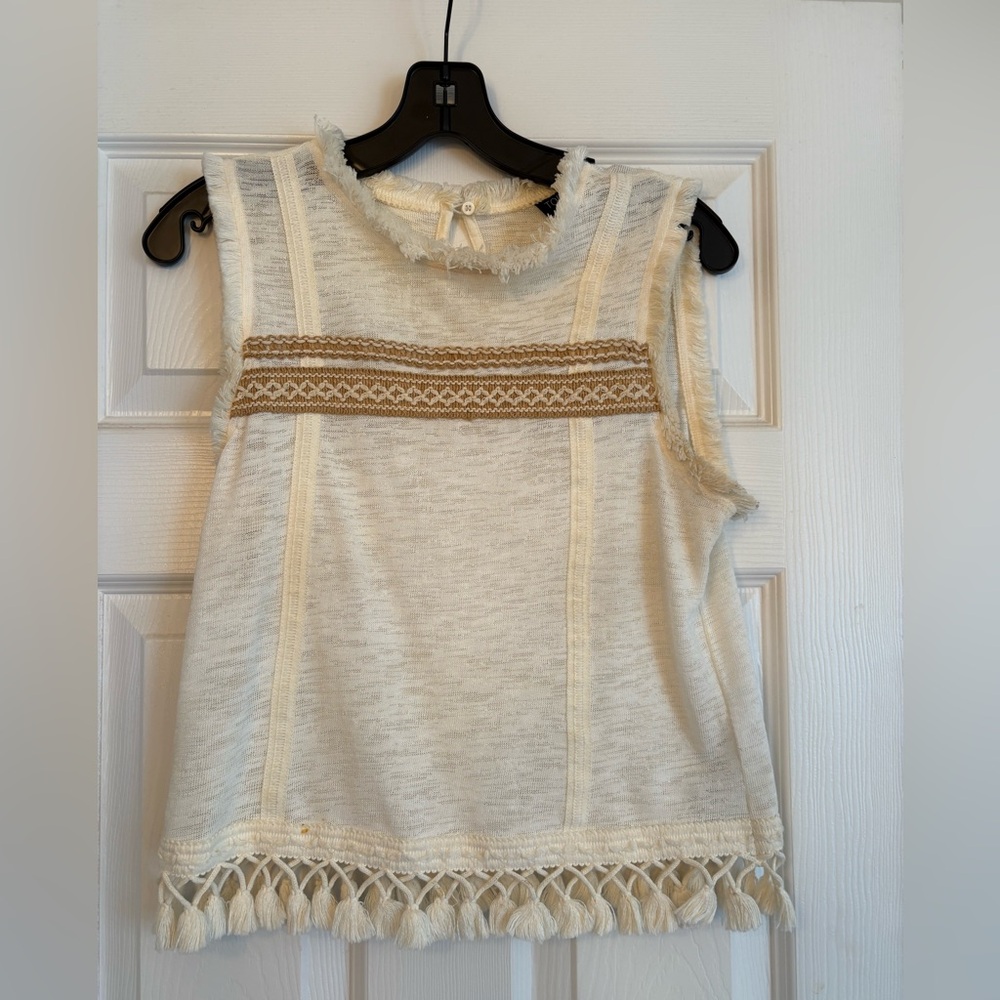 Topshop Cream and Brown Lace Blouse